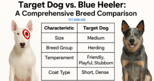 Target Dog vs. Blue Heeler